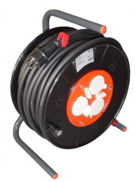 Schuko 230v Haspel 50 meter | MJevent | verhuur | licht en geluid