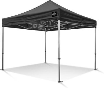 Easy-up partytent 4x4 Zwart met zijwanden | MJevent | verhuur | licht en geluid